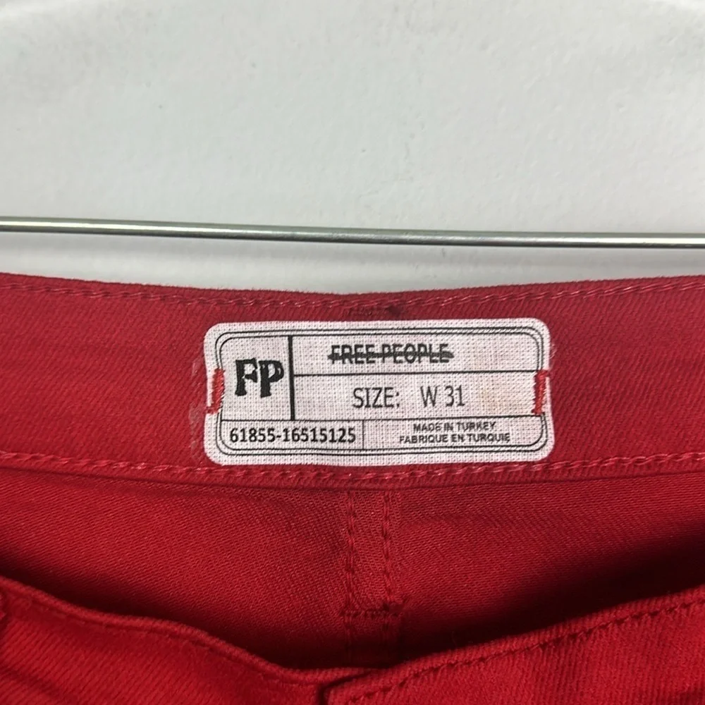 Free People Reagan Raw Jeans Size 31 Skinny Red Cotton Modal Stretch Button Fly - Picture 12 of 16